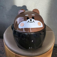 Mũ Bảo Hiểm Tai Gấu Nam Nữ Màu Nâu Chocolate Hình Gấu Xinh Yêu Kèm Kính Gắn