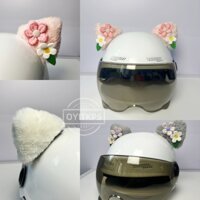 Mũ Bảo Hiểm Tam Giác Sang Trọng Hoa Tai Xe Máy Mũ Bảo Hiểm Trang Trí Phụ Kiện Hiệp Sĩ Nữ Mũ Bảo Hiểm Trang Trí Tai Có Thể Tháo Rời