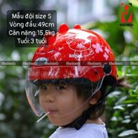Mũ Bảo Hiểm Trẻ Em Asia Có Kính Cao Cấp - MT103KS KHỦNG LONG ĐỎ (SIZE 3-5Y)