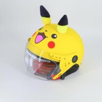 Mũ Bảo Hiểm Trẻ Em Cho Bé Có Kính - Tem Pikachu Có Tai