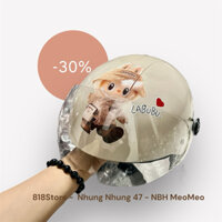 Mũ bảo hiểm trẻ em có kính chắn gió cao cấp in stick labubu cinnamon kuromi người nhện gấu dâu Loại 1 dày đẹp bền bỉ N2