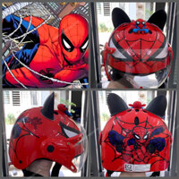 Mũ bảo hiểm trẻ em hình siêu nhân Spiderman gắn sticker 3D đạt chuẩn an toàn giao thông