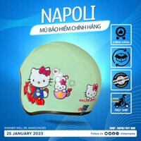 Mũ bảo hiểm trẻ nhỏ Hellokitty có kính chụp tai phượt Napoli loại mũ bảo hểm cao cấp từ 4-12 tuổi vòng đầu 48-52cm