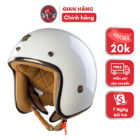 Mũ bảo hiểm trùm đầu 3/4 ROYAL M20c trơn viền đồng nhiều màu trắng lót nâu - Phượt 999