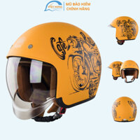Mũ bảo hiểm - trùm đầu - Kính âm - Cao cấp - Royal M139 - Tem V7 Cafe vàng