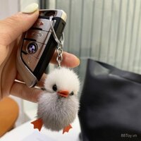 [Mũ bảo hiểm vịt nhỏ màu vàng] Móc khóa vịt nhỏ dễ thương bằng lông chồn trang trí túi xách