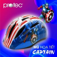 Mũ Bảo Hiểm Xe Đạp Trẻ Em, Mũ Trượt Patin, Mũ Hoạt Động Ngoài Trời Cao Cấp Protec Smile Họa Tiết Captain America
