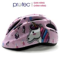 Mũ bảo hiểm xe đạp trẻ em Protec SMILE W024, nón bảo hiểm siêu nhẹ tiêu chuẩn Châu Âu, có đèn hậu an toàn, họa tiết đẹp, ấn tượng cho cả bé trai và bé gái - Pony Hồng - M