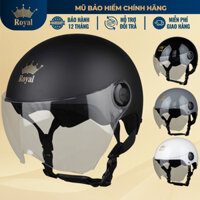 Mũ bảo hiểm xe máy nửa đầu Royal M162K có kính chắn gió màu trong đi được ngày đêm cho nam nữ chính hãng