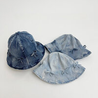 Mũ bé gái 2-6 tuổi Mũ nơ Denim xanh