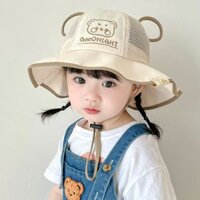 Mũ Bé Mùa Hè Mỏng Phong Cách Che Nắng Chống Nắng Xô Nón Bé Trai Bé Gái Trẻ Em Lưới Thoáng Khí Rộng Vành Dễ Thương Mũ Chống Nắng