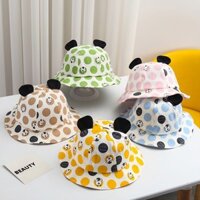 Mũ Bé Phiên Bản Hàn Quốc Trẻ Tập Đi Chống Nắng Mũ Tai Dễ Thương Gấu Chấm Bi In Mùa Xuân Thu Trẻ Em Mũ Chống Nắng
