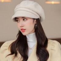 Mũ bê rê dạ trơn cao cấp, nón nồi có vành nữ phong cách Hàn