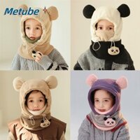 Mũ Beanie METUBE, Khăn quàng cổ chống gió ấm áp, Mũ gấu trúc hai lớp dày thời trang thu đông