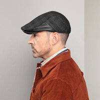 Mũ beret nam da cừu phối vải dạ cao cấp BHY127 - Màu đen - Size XL