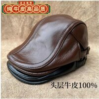 Mũ Beret PhongáMỹ Mũ Da Nam Trung Niênà Người Cao Tuổi Mũ Thời Trang Da Thật Xuân Thu Đông
