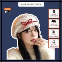 Mũ beret trơn unisex, Mũ nồi len Ulzzang có dây rút thời trang thu đông phong cách nhật bản