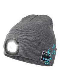 Mũ Bluetooth có đèn đèn pha LED UNISEX 4 LED với tai nghe, loa tích hợp - Màu sắc màu xám đen