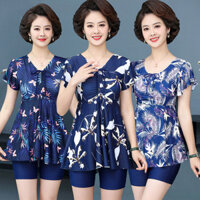 Mũ bơi miễn phí cho suối nước nóng, đồ bơi hai mảnh kích thước lớn cho phụ nữ với quần boyshort và váy cho các bà mẹ trung niên kích thước lớn
