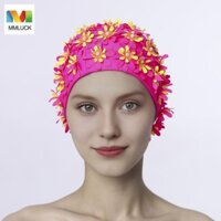 Mũ bơi MMLUCK, Mũ bơi cánh hoa phong cách cổ điển, Mũ bơi đi biển Tóc dài nhẹ Mũ bơi hoa thoáng khí Phụ kiện bơi lội