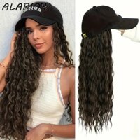 Mũ bóng chày ALARION có tóc giả, Bộ tóc tổng hợp Tóc xoăn dài gợn sóng, Mũ chống nắng thời trang Phong cách Hàn Quốc Phần mở rộng tóc Mũ có thể điều chỉnh Tóc giả nữ
