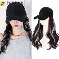 Mũ bóng chày JEROMY có tóc giả, Mũ chống nắng tóc dài nước gợn sóng, Mũ một mảnh có thể điều chỉnh thời trang phong cách Hàn Quốc
