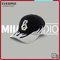 Mũ Bóng Chày, Mũ Chống Nắng Mát Ngoài Trời, Hợp Thời Trang Hip Hop Ngọn Lửa Thêu Họa Tiết 6 Letter Mũ Lá Chắn Unisex