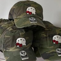 Mũ bóng chày ngụy trang Giặt nước mẫu mới Mũ che nắng mèo Hello kitty kiểu Mỹ Instagram Mũ lưỡi trai cho nam và nữ