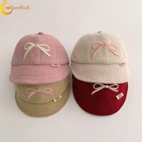 Mũ bóng chày nơ RADIANTFLASH, Mũ vải nhung trẻ em có thể điều chỉnh phong cách Hàn Quốc, Vành lớn dễ thương thêu Sweet Kids Sunhat Girls