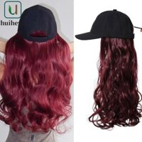 Mũ bóng chày ZENITHEM có tóc giả, Tóc dài thẳng màu đỏ rượu vang một mảnh, Mũ che nắng thời trang Mũ có thể điều chỉnh thoáng khí Mũ tóc giả du lịch