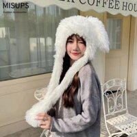Mũ bông tai MISUPS, Chụp ảnh Hình lõm Mũ sang trọng ấm áp mùa đông, Ấm cổ ngọt ngào Tai thỏ chống gió Mũ len Trẻ em Quà tặng người lớn