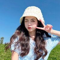 Mũ bucket hè họa tiết kẻ ô vuông nón vải xốp mếm năng động cá tính cho nữ