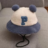 Mũ bucket lông cừu qủa bông thời trang thu đông cho bé