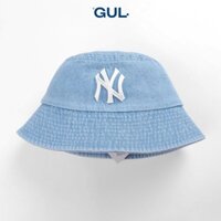 Mũ bucket MLB NY Denim Jean nón vành tròn chất liệu vải jean wash thêu logo NY - GUL