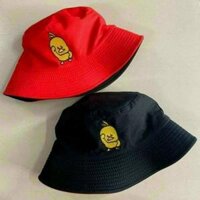 Mũ bucket nam nữ nón tai bèo thêu chú vịt cực xinh, mũ quốc dân vành tròn vải thoáng khí, chất vải cotton dày mịn - đỏ