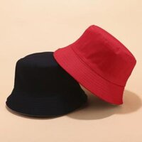 Mũ bucket nhiều màu Beeblanc vành nón tai bèo tròn 2 mặt thời trang phong cách unisex nam nữ - Đỏ - Đen