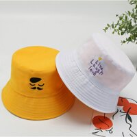 Mũ Bucket nữ   Mũ vành tròn thêu 2 mặt phong cách Ulzang Unisex - MICKEY- ĐEN VÀNG