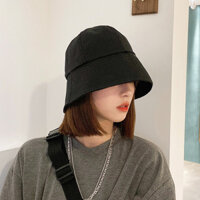 Mũ Bucket Rộng Vành, Nón Bucket Vải Trơn Dạo Phố Đi Biển Cá Tính MD02 - Đen