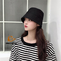 Mũ bucket vành phẳng form ngắn Nhật Bản che mặt nón tai bèo nam nữ vành phẳng chống nắng phong cách hiphop freesize - Smice House - Đen