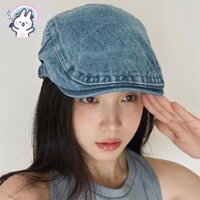 Mũ cao bồi cổ điển phong cách Denim, Chu vi đầu lớn có thể điều chỉnh, Mũ mỏ vịt thời trang và đa năng