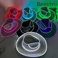 Mũ cao bồi Led không dây BENYTRO, Không gian Neon Cosplay Iridescent Jazz Hat, Tiệc Unisex Disco Party Concert Halloween Dress Up Led Cowgirl Hat Nam