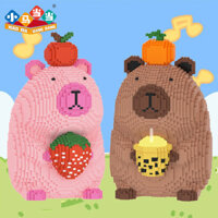 Mũ Capybara siêu dễ thương tương thích với khối Lego, đồ chơi lắp ráp cho bé trai và bé gái, đồ trang trí giáo dục 3D, quà sinh nhật