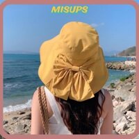 Mũ chậu xô MISUPS, Mũ chống nắng vành lớn chống nắng, Mũ nơ thời trang bốn mùa màu trơn Mũ thời trang nữ