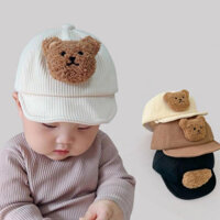 Mũ Cho Bé, Mũ Lưỡi Trai Vải Nhung Mềm Mại Họa Tiết Gấu Hoạt Hình Dễ Thương Phong Cách Hàn Quốc Cho Bé Yêu