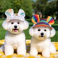 Mũ cho thú cưng, mũ bảo vệ nắng mùa xuân hè cho chó, mũ che nắng ngoài trời, có lỗ tai điều chỉnh, đồ chụp ảnh cho chó đi dạo