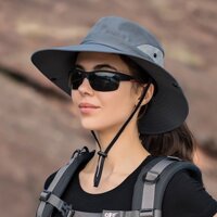 Mũ chống nắng chống tia cực tím mùa hè, khô nhanh, vành rộng, chống nắng, mũ Panama nữ, dây rút lưới thoáng khí, mũ leo núi ngoài trời có thể điều chỉnh