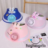 Mũ chống nắng LLX-Kids có quạt Mũ vành rộng hoạt hình Mũ mùa hè có thể điều chỉnh