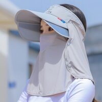 Mũ Chống Nắng Lụa Băng Lạnh Vành Mở Kèm Khẩu Trang Che Kín Mặt, Cổ Và Gáy Cho Mùa Hè Phụ Kiện Thời Trang Thoáng Khí