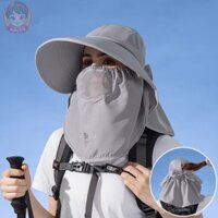 Mũ chống nắng nam nữ có khẩu trang chống tia UV che nắng 360 độ vành rộng 15cm