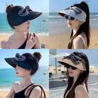 Mũ chống nắng nón đi biển nửa đầu nữ đính nơ phong cách thanh lịch trẻ trung
